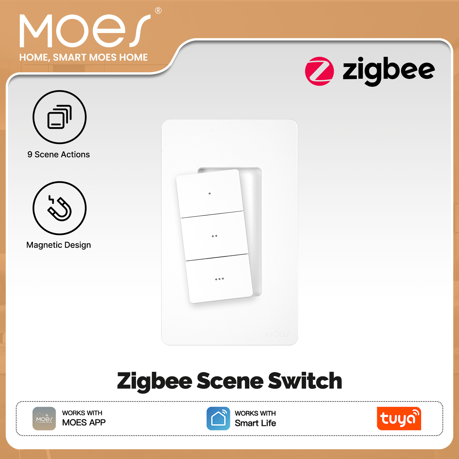 Tuya Smart Switch - Interruptor de Escenas Inalámbrico Inteligente MOES
