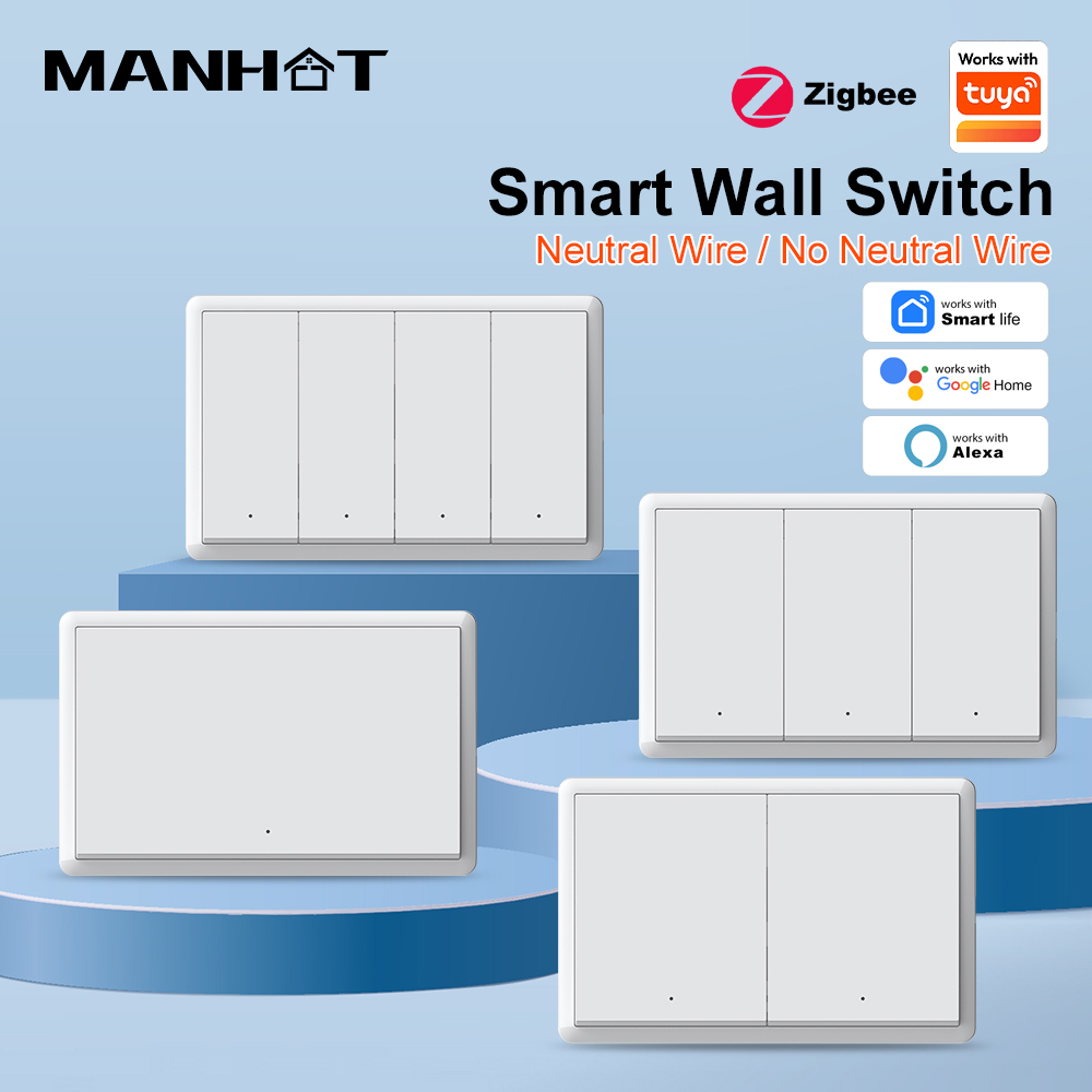 Tuya Smart Switch - Interruptor Inteligente ZigBee3.0 MANHOT, Sin Cable