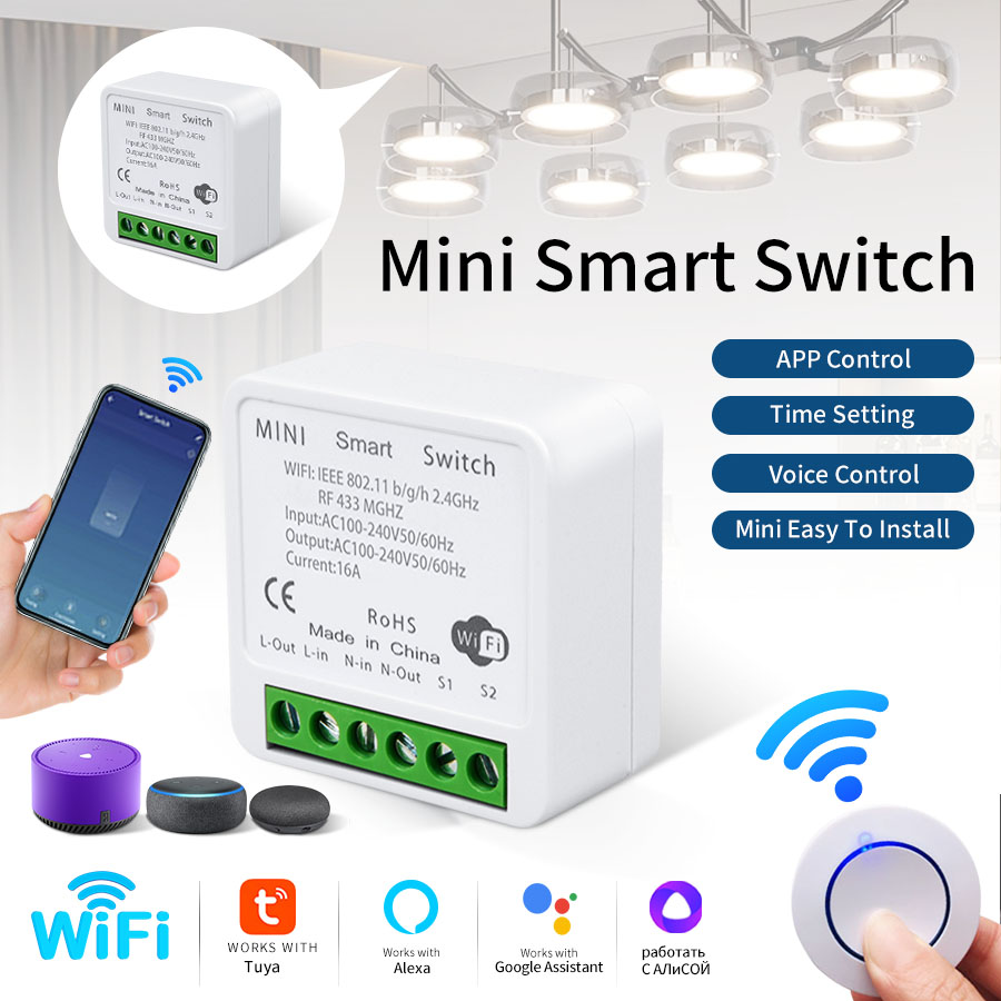 Tuya Smart Switch - Interruptor Inteligente WiFi Tuya RF433Mhz 16A/20A,